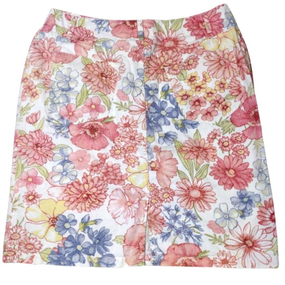 💸$10 Liz Claiborne Women's Size 12 Twill Zip Front Floral Spring Skirt - Picture 2 of 3